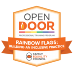 open door rainbow flags badge